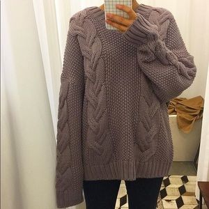 Oversized Dusty Purple V Neck Sweater
